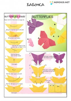 оригами схема бабочки