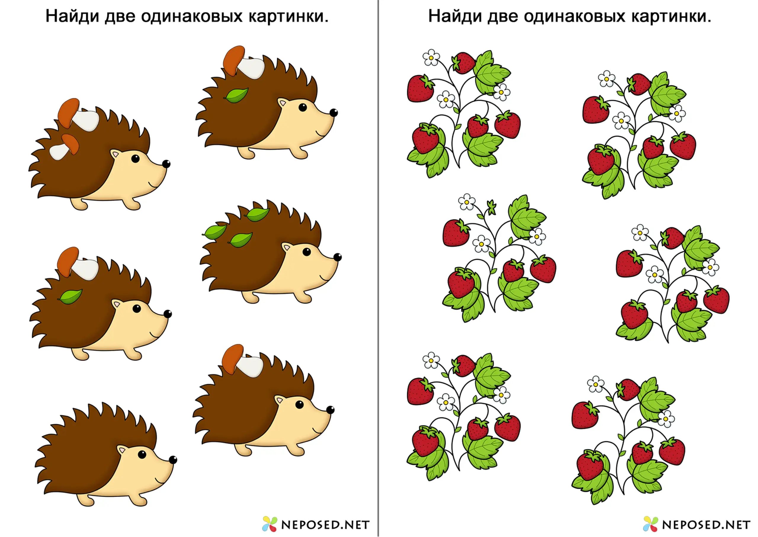 задания найди две одинаковые картинки