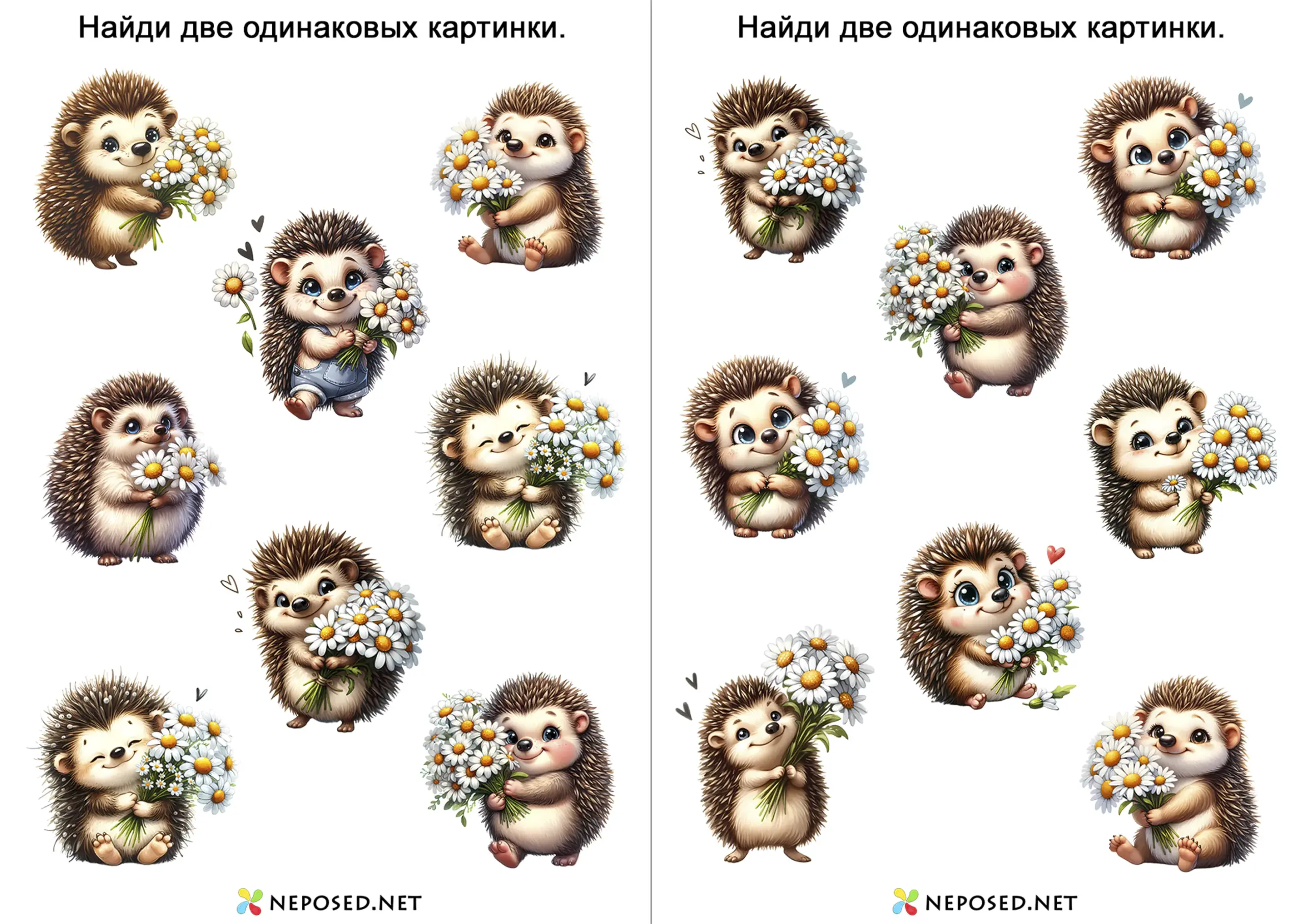 задания найди две одинаковые картинки