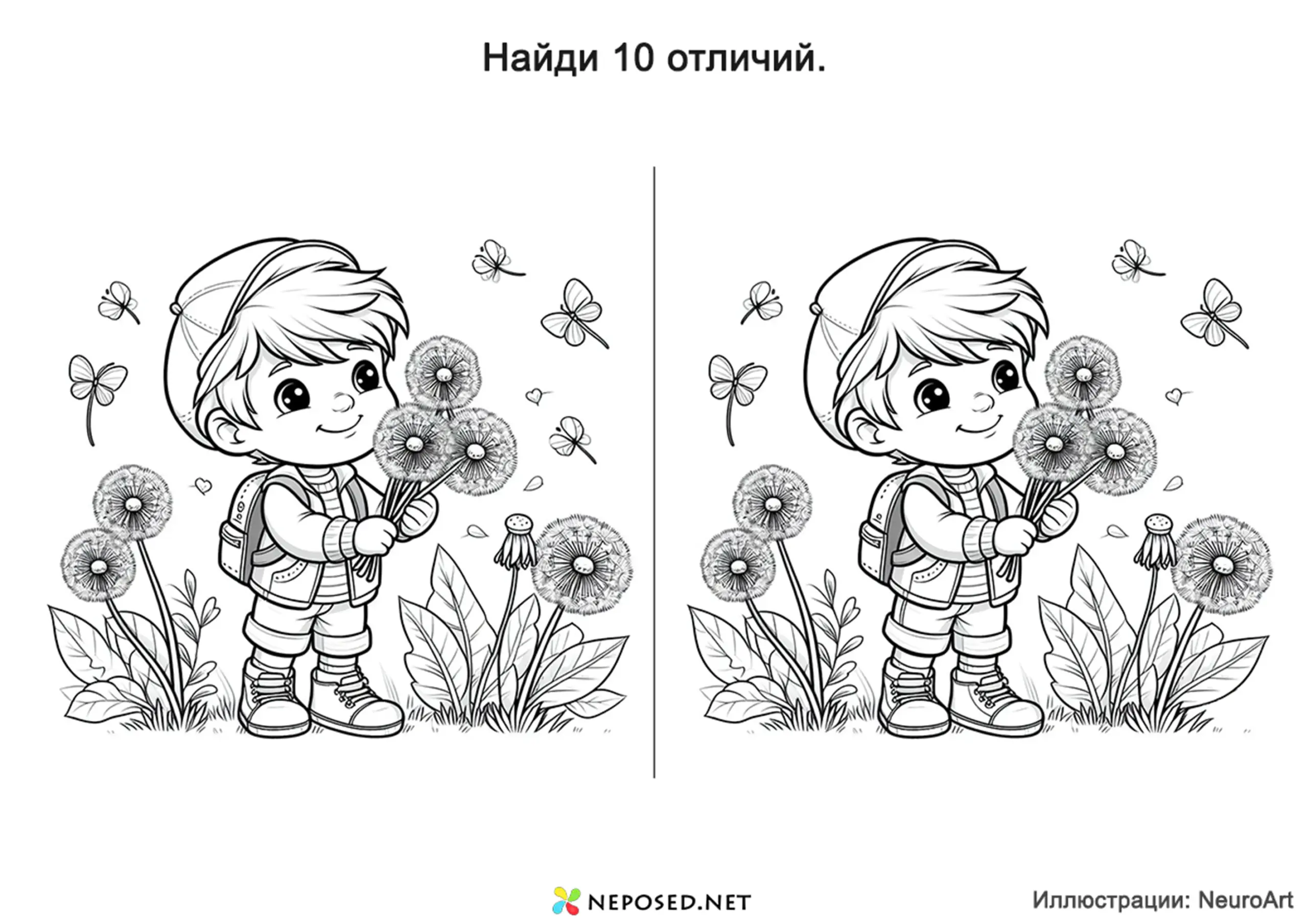 найди 10 отличий на тему лето