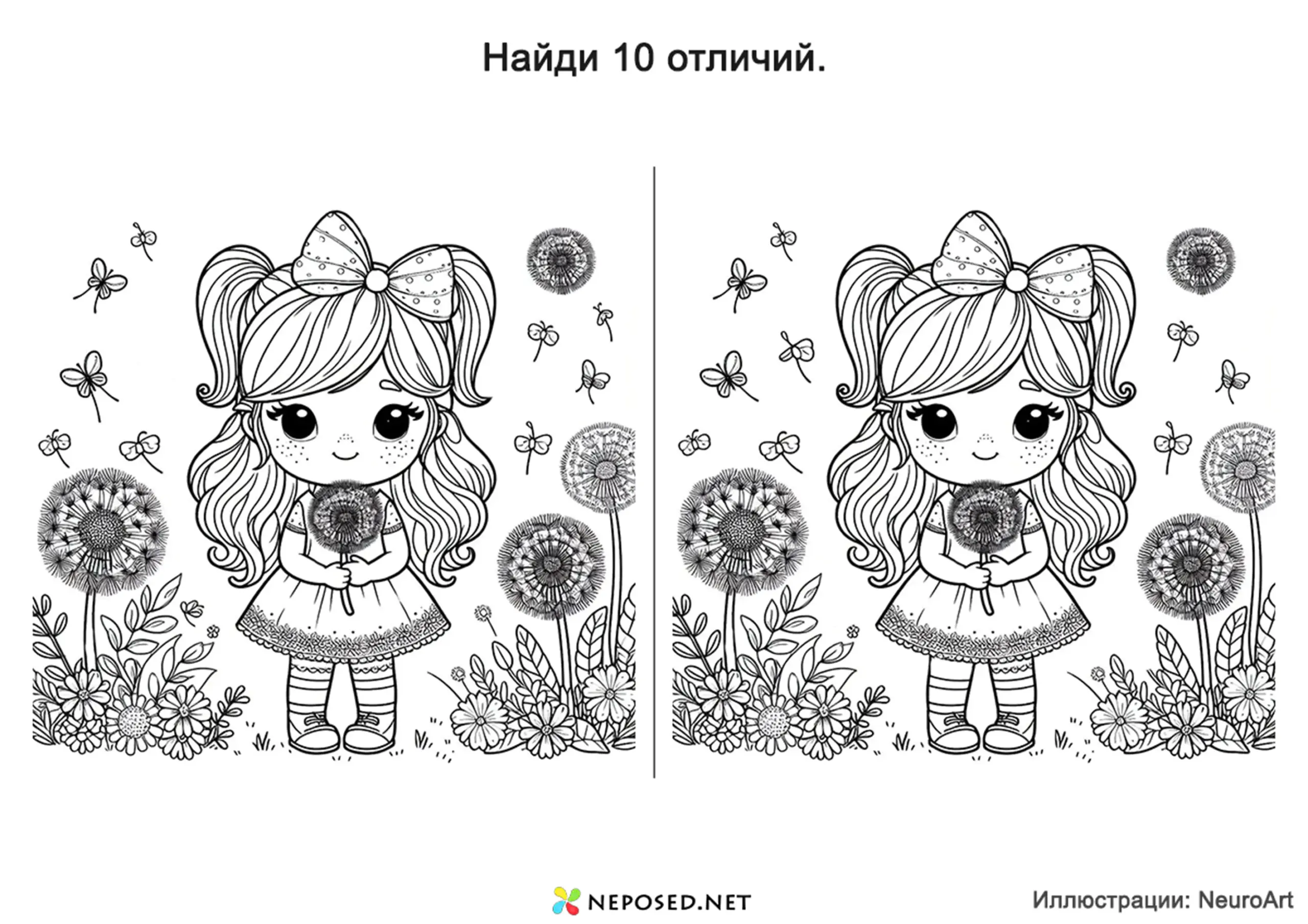 найди 10 отличий на тему лето