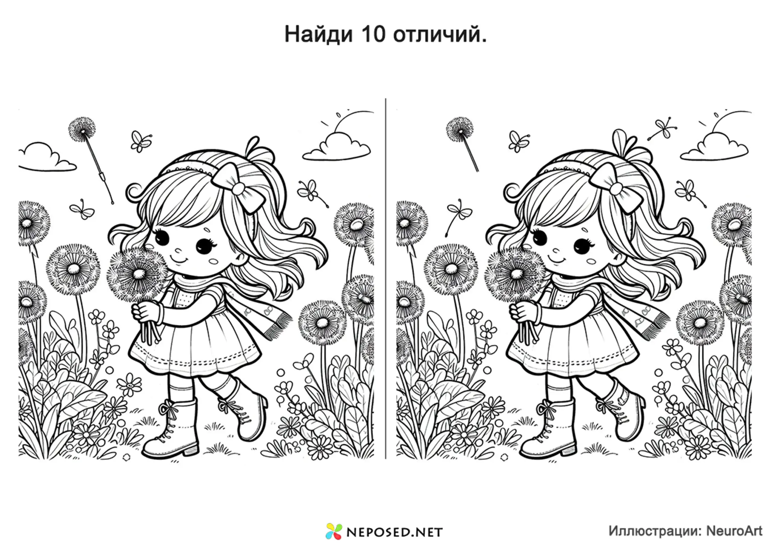 найди 10 отличий на тему лето