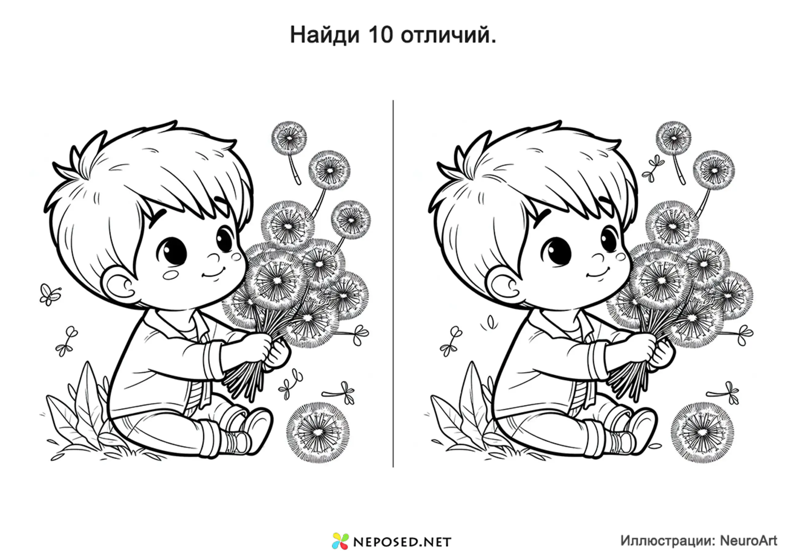 найди 10 отличий на тему лето