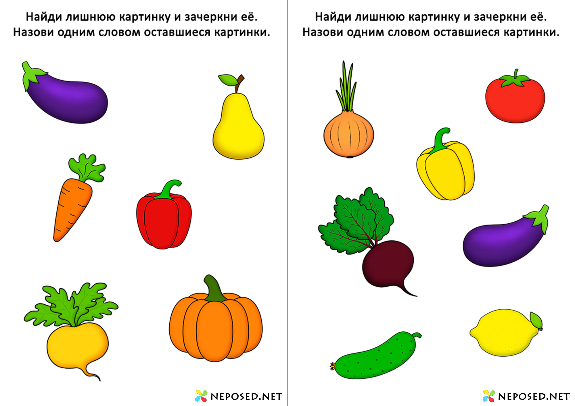 тематический комплект овощи