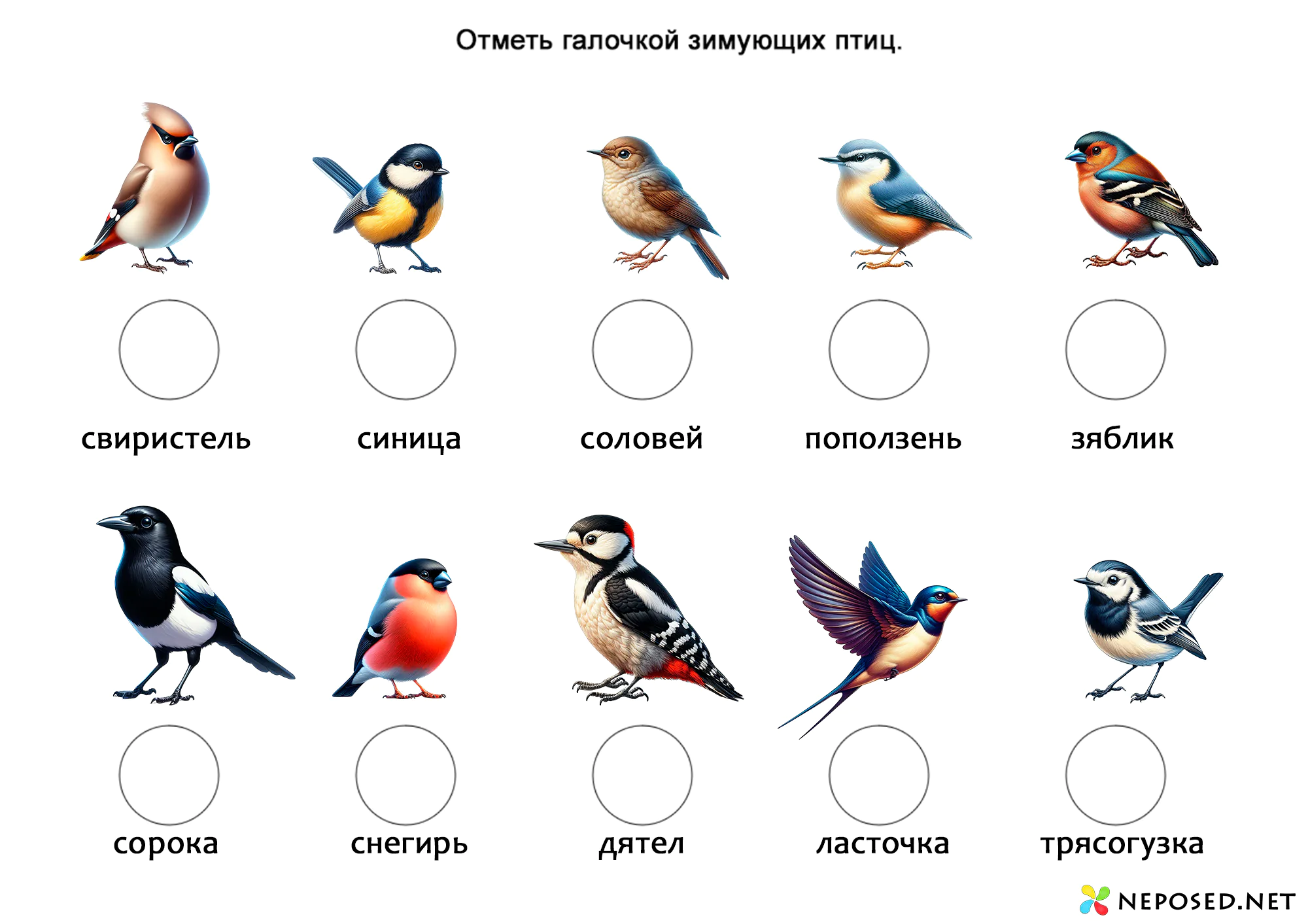 тематическое занятие зимующие птицы