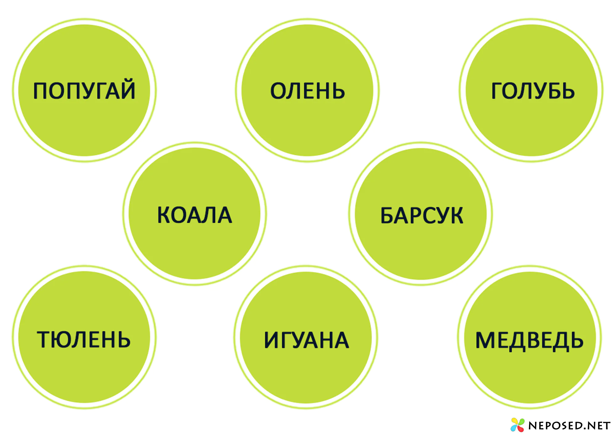 Лото "Животные" для обучения чтению детей