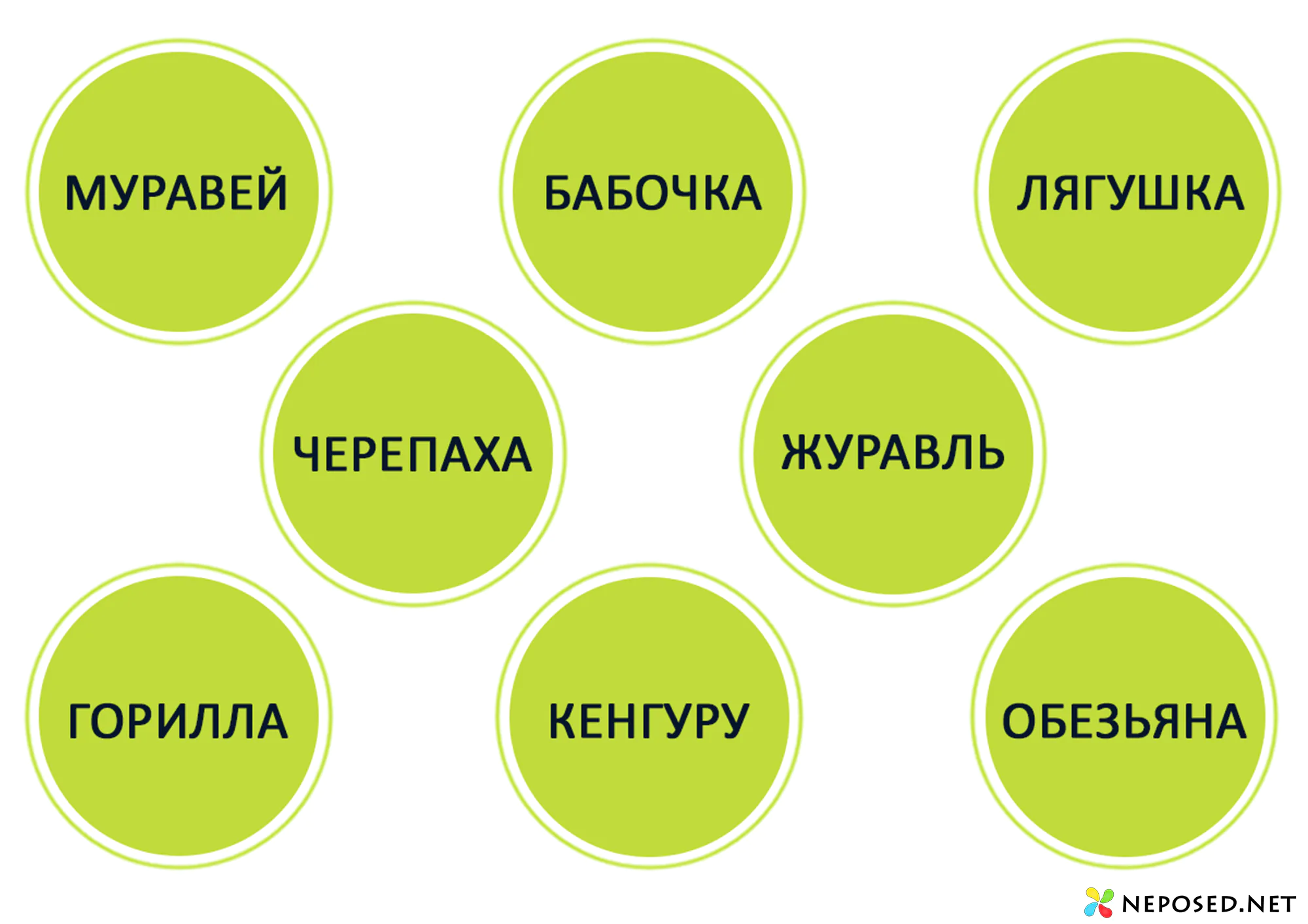 Лото "Животные" для обучения чтению детей