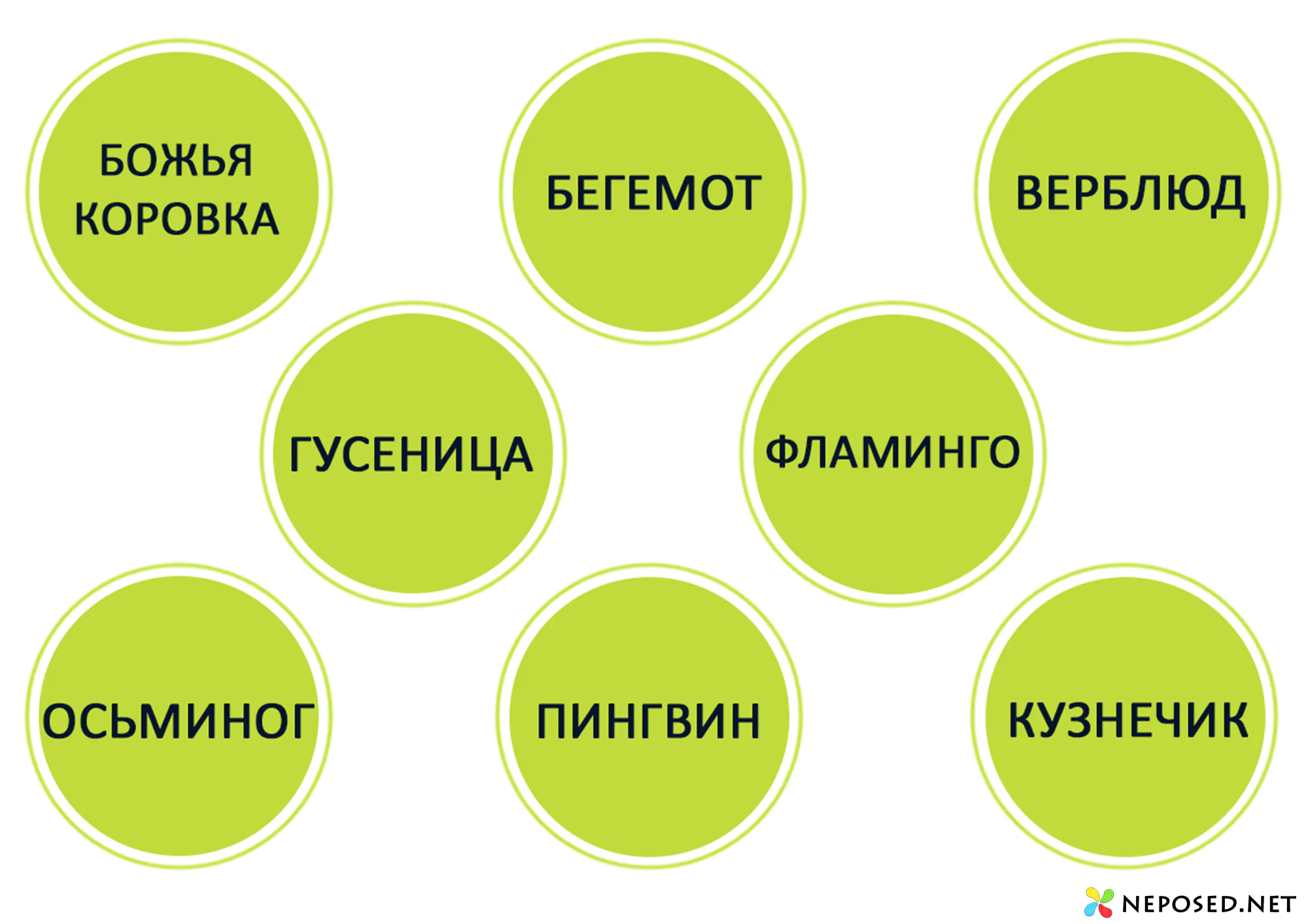 Лото "Животные" для обучения чтению детей