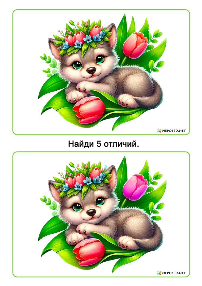 задания найди отличия на тему весна, животные весной